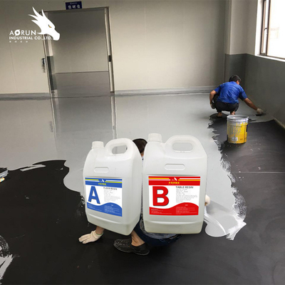 3:1 AB Liquid Glass Casting Resin 3D Lantai Stiker Bening Tidak Berwarna