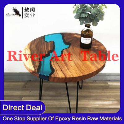 Meja Sungai Kayu Solid Desain Epoxy Resin Tidak Tahan Bau Blush