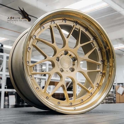 Disesuaikan 2 Piece Super Deep Concave Brushed Bronze Polished Lip Forged Wheels
