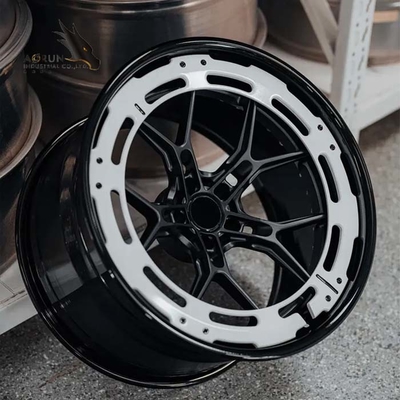 Disesuaikan 2 Piece Super Deep Concave Brushed Bronze Polished Lip Forged Wheels