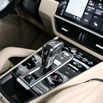 Premium Interior Mobil Serat Karbon Gear Handle Mobil Tombol Shift untuk Porsche Cayenne 2018-2022 Panamera 2017-2022
