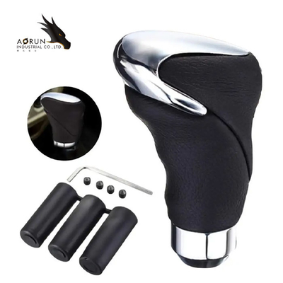 Auto Kulit Mobil Manual/Otomatis Knob Gear Shift Kepala Shifter Tuas Tongkat Hitam