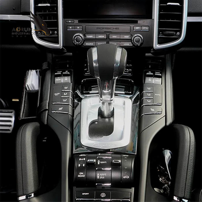 Tombol Shift Bola Tangan Tuas Shift Bola Tangan Serat Karbon Interior Suku Cadang Mobil Gear Lever untuk Porsche Cayenne 2011-2017